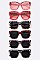 Pack of 12 Pieces Heart Studs Iconic Oversize Sunglasses 	LA-POP8280