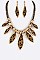 LEATHER INSET ANIMAL PRINT NECKLACE SET