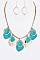 METAL ENAMEL PLATED PENDANT STATEMENT NECKLACE SET