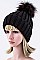Fashion Beanie With Dyed Raccoon Fur Pompom