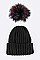 Fashion Beanie With Dyed Raccoon Fur Pompom