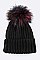 Fashion Beanie With Dyed Raccoon Fur Pompom