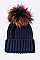 Fashion Beanie With Dyed Raccoon Fur Pompom