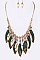 Stylish Distress Painted Fringe Plates Statement Necklace Set LA-126351