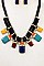 ROPE & FRINGE STONE BIB NECKLACE SET