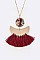 Celluloid Mix Metal Tasseled Pendant Necklace LA-12650