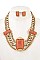 LINKED CHAIN WITH TRIPLE STONE BIB NECKLACE SET