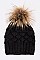 Pineapple Knit Beanie With Raccoon Fur Pompom LA-EXP1007