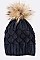 Pineapple Knit Beanie With Raccoon Fur Pompom LA-EXP1007