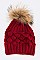 Pineapple Knit Beanie With Raccoon Fur Pompom LA-EXP1007