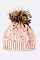 Chick Angora Beanie Raccoon Fur Pompom Pearl & Beads Accent LA-EXP1005