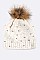 Chick Angora Beanie Raccoon Fur Pompom Pearl & Beads Accent LA-EXP1005