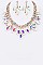 Posh Crystal and Gems Leaf Statement Necklace Set LA-GNE3010