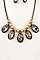 OVAL GEM PENDANT BIB NECKLACE SET