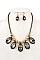 OVAL GEM PENDANT BIB NECKLACE SET