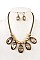 OVAL GEM PENDANT BIB NECKLACE SET