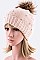 Chick Angora Beanie Raccoon Fur Pompom Pearl & Beads Accent LA-EXP1005