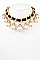 FAUX PEARL DRAPED CHAIN STATEMENT NECKLACE SET