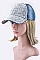 Crystal Distressed Denim Cap