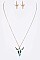 ARTSY Steer Skull Pendant Necklace WITH EARRINGS Set LA-SS0676