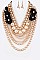 FLOWER ACCENT MIX PEARLS STATEMENT NECKLACE SET