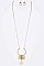 Fabulous Stone Teardrop Hammered Metal Pendant Necklace LA-SS0962