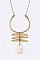 Fabulous Stone Teardrop Hammered Metal Pendant Necklace LA-SS0962