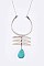 Fabulous Stone Teardrop Hammered Metal Pendant Necklace LA-SS0962