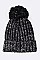 Pack of 12 pieces Trendy Sequins Studded Pom Pom Beanie Set LA-HT2195DD