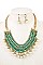 PEARL DANGLE MULTI GEM BIB NECKLACE SET