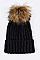Trendy Racoon Fur Pom Pom Beanie