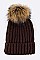 Trendy Racoon Fur Pom Pom Beanie