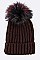 Fashion Beanie With Dyed Raccoon Fur Pompom
