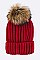 Trendy Racoon Fur Pom Pom Beanie
