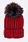 Fashion Beanie With Dyed Raccoon Fur Pompom