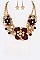 METALLIC FLOWERS STATEMENT NECKLACE SET