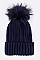 Stylish Raccoon Fur PomPom Knit Beanie LA-EMH8574