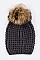 Chic Style Racoon Fur Pom Pom Beanie LA-EMH8575