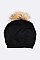 Stylish Raccoon Fur Pom Pom Slouchy Beanie LA-EMH8576