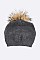 Stylish Raccoon Fur Pom Pom Slouchy Beanie LA-EMH8576