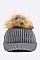 Stylish Raccoon Fur PomPom Knit Cap LA-EMH8579