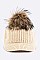 Stylish Raccoon Fur PomPom Knit Cap LA-EMH8579