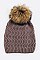 Trendy Racoon Fur Pom Pom Chevron Knit Beanie LA-EMH8578