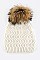 Trendy Racoon Fur Pom Pom Chevron Knit Beanie LA-EMH8578