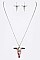 ARTSY Cow Skull Pendant Necklace WITH EARRINGS Set LA-SS0637