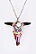 ARTSY Cow Skull Pendant Necklace WITH EARRINGS Set LA-SS0637