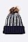 PACK OF 12 METALLIC SCREEN CUFF POM BEANIE