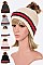 PACK OF 12 RIBBED CUFF STRIPED INTARSIA FUR POM BEANIE