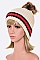 PACK OF 12 RIBBED CUFF STRIPED INTARSIA FUR POM BEANIE
