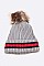 PACK OF 12 RIBBED CUFF STRIPED INTARSIA FUR POM BEANIE